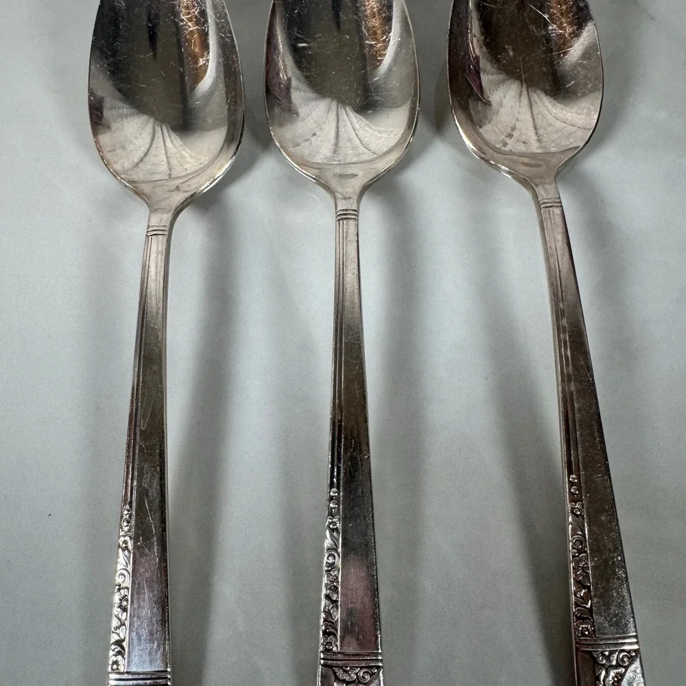 Set of 3 Oneida‎ Nobility Plate Silver Plated Tablespoons Caprice Floral